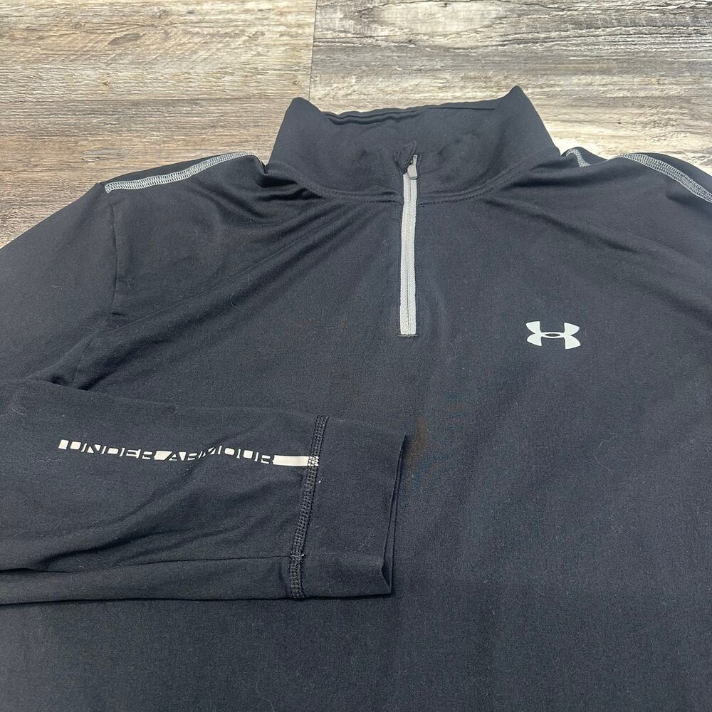 Under Armour Coldgear Black Mens M Loose 1/4 Zip Performance Infrared Shirt EUC‎